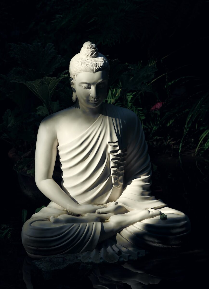 white Buddha statue on body of water